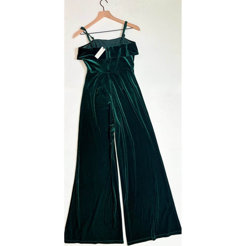 NWT!! Anthropologie COREY LYNN CALTER Green‎ Velvet Wide Leg Jumpsuit X-Small - Picture 9 of 15